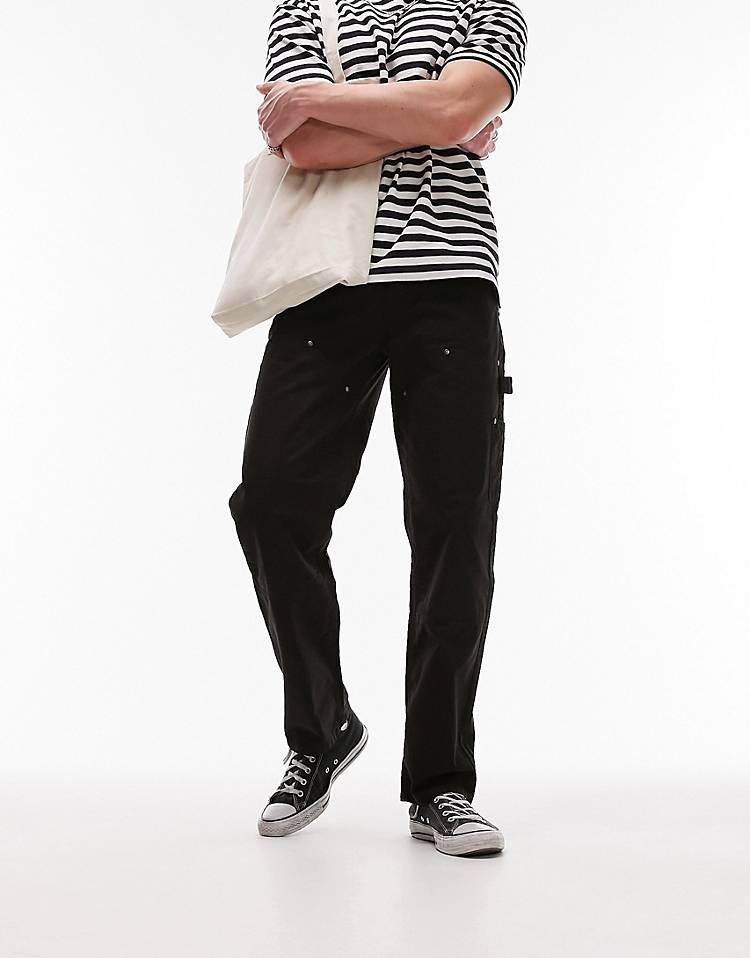 Topman carpenter pants in black